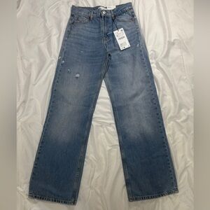 ZARA mid rise baggy boyfriend distressed jeans